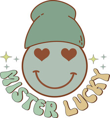 Printretro St. Patrick’s Day, vintage St. Patrick’s, lucky clover design, shamrock vibes, Irish retro style, lucky charm, St. Paddy’s Day, distressed shamrock, leprechaun hat, groovy St. Patrick’s, fo