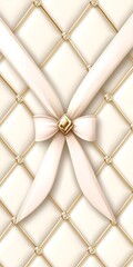 Elegant quilted pattern with delicate ribbon and golden diamond accents