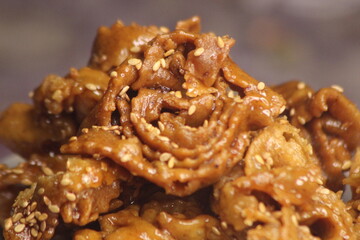 Chebakia Close Up, Sweet Moroccan Cookie