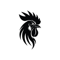Tribal rooster illustration black and white silhouette logo