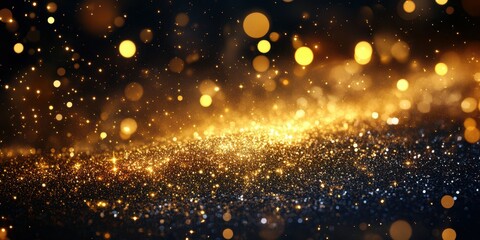 Naklejka premium Shimmering golden particles create a dynamic backdrop for festive celebrations and special occasions