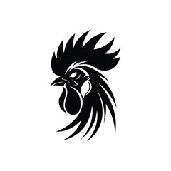 Obraz premium Tribal rooster illustration black and white silhouette logo