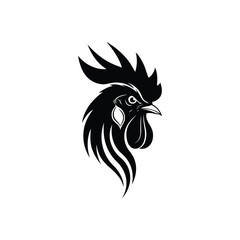 Fototapeta premium Tribal rooster illustration black and white silhouette logo