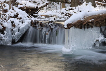 small frozen waterfall