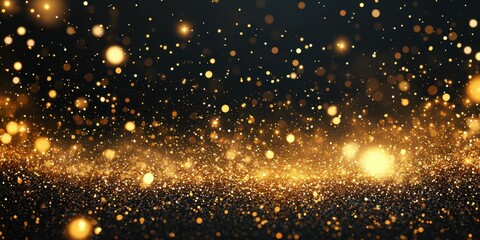 Shimmering particles create a magical atmosphere during a festive evening celebration
