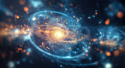 Obraz premium Futuristic swirling vortex of light particles creating dynamic energy flows