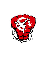 football Turquie drapeau corps muscle dechire