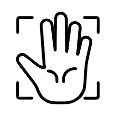 Obraz premium Hand recognition icon in black outline