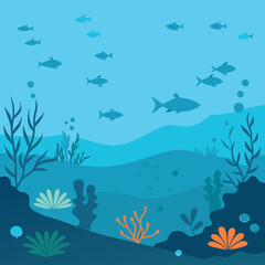 Obraz premium Minimalist Underwater Illustration with Oceanic Life 