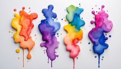 Vibrant Watercolor Splashes: Abstract Rainbow Art