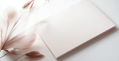 minimalist and elegant empty paper, gift certificate design featuring soft pastel tones, delicate floral elements, and a clean aesthetic. copy space for beauty, wellness, spa