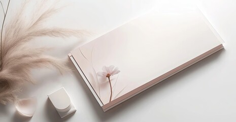 minimalist and elegant empty paper, gift certificate design featuring soft pastel tones, delicate floral elements, and a clean aesthetic. copy space for beauty, wellness, spa