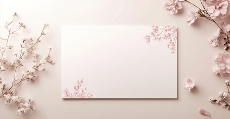 Obraz premium minimalist and elegant empty paper, gift certificate design featuring soft pastel tones, delicate floral elements, and a clean aesthetic. copy space for beauty, wellness, spa