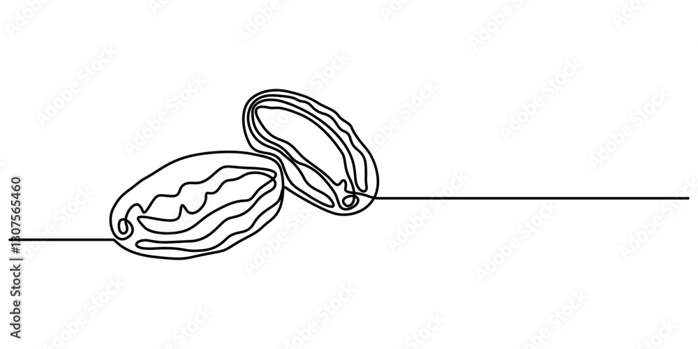Poster continuous one line drawing of dates palm fruit. vector illustration, continuous line design of man 