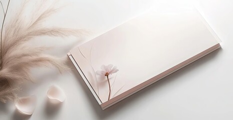 minimalist and elegant empty paper, gift certificate design featuring soft pastel tones, delicate floral elements, and a clean aesthetic. copy space for beauty, wellness, spa