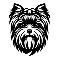 Yorkshire Terrier's head is a black and white simple logo. EPS vector graphics.3