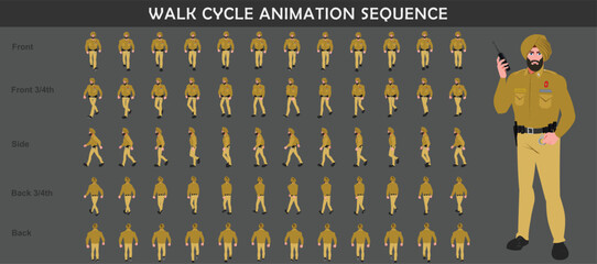 Police walk cycle animation sequence, Frame by frame animation of police officer walk.
