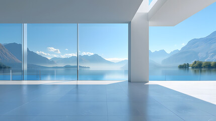 view of the lake from the modern architecture platform