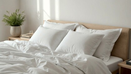 Calm Bedroom with White Bed and Plants
