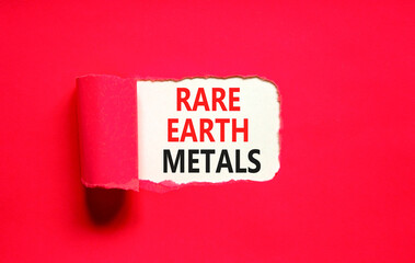 Rare earth metals symbol. Concept words Rare earth metals on beautiful white paper. Beautiful red...