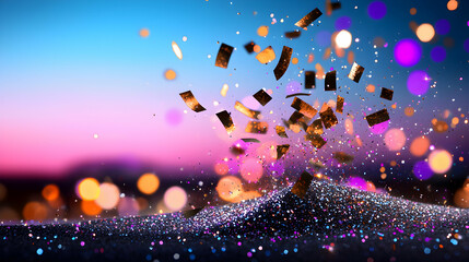 Glittering Bokeh Lights Wallpaper with Soft Golden and Purple Hues