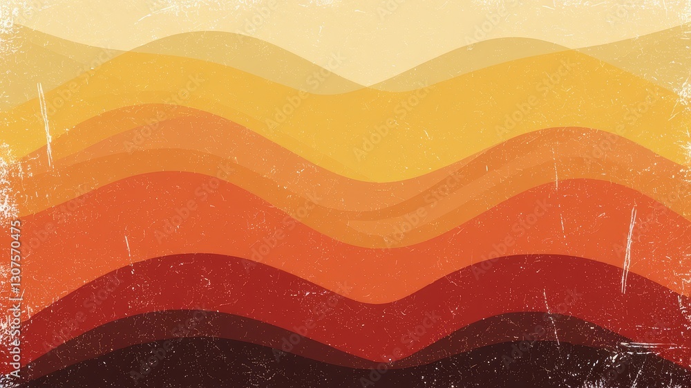Poster wavy patterns in warm colors abstract design digital art vibrant environment top-down view visual ae