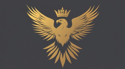 Golden eagle with crown, majestic emblem, graphic design