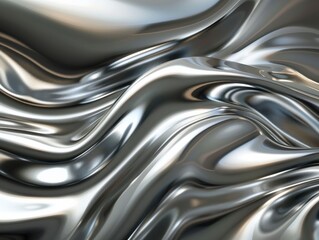 Abstract Flowing Silver Liquid  Metallic Texture Background