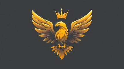 Golden eagle emblem design, majestic, logo concept, graphic illustration, for website or app