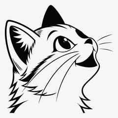 Cat smile face  design pancil art vector , illustration and artwork