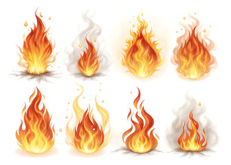 set of fire flames
