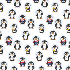Fototapeta premium Cute Winter Penguin Seamless Design
