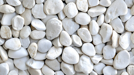 White pebbles, flat surface, top view
