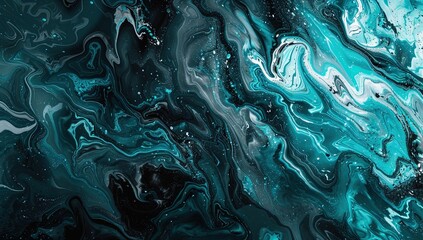 Dark teal and black background with cyan shapes, minimalistic abstract geometric vector design