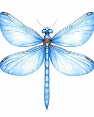 Azure Dragonfly Illustration Delicate wings against white, ideal for nature-themed designs or prints