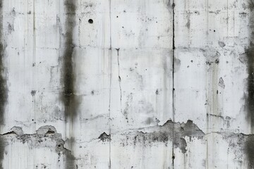 Obraz premium Seamless textured leaking wet stains concrete wall with visible cracks, stains, and weathering. The surface shows signs of aging and wear, with a mix of light and dark patches.
