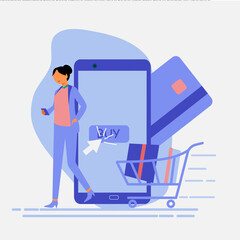 Concept of successfully delivering packages to customers. For e-commerce, logistics, delivery services and couriers. Vector illustration.EPS 4