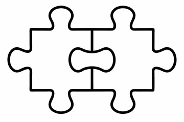 line drawing of interlocking puzzle pieces with curved connection

