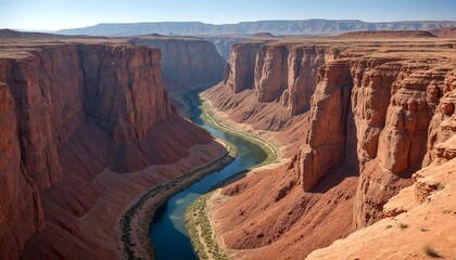 Vast Red Cliffs and Winding River at Grand Canyon
