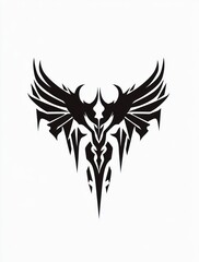 Obraz premium Black winged creature symbol, isolated, white background, design element