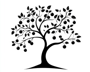 Obraz premium Fruit Tree Silhouette Vector Art