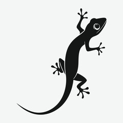 Obraz premium A gecko crawling on a wall silhouette design vector art and illustration