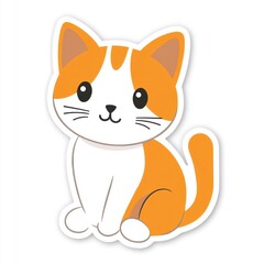 Fototapeta premium Cute orange kitten sitting, white background, children's book illustration