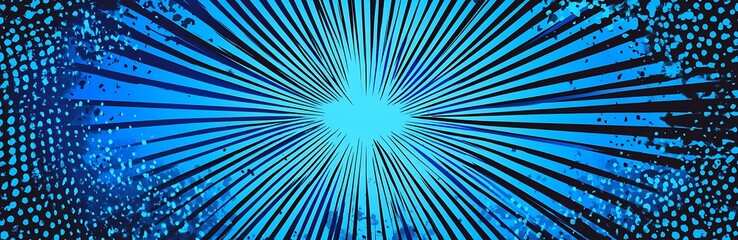 Obraz premium Abstract blue radiating lines: An abstract image composed of vibrant radiating blue lines and patterns, evoking a sense of energy and dynamism.
