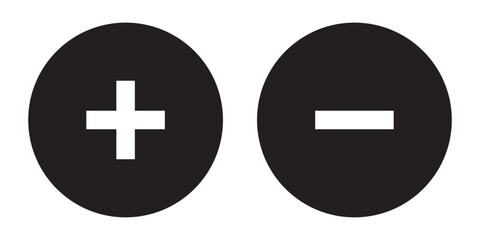 Black circle math icons set. Plus, minus, multiplication, equal icons.
