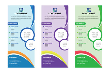 Modern Stand Banner Design Templates with Three Color Variants