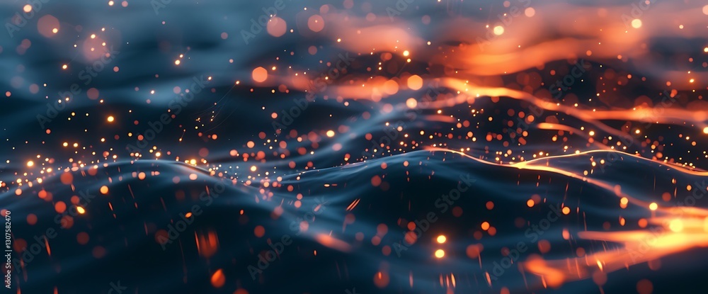 Poster abstract sparks and movement: a captivating close-up abstract image featuring a sea of shimmering sp