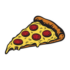 Hand-Drawn Pizza Vector – Cheesy and Delicious Pepperoni Slice
