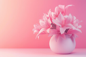 Obraz premium vase with pink flowers