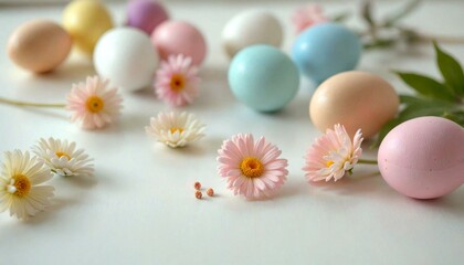 Pastel Easter Eggs and Daisies in Spring Decor